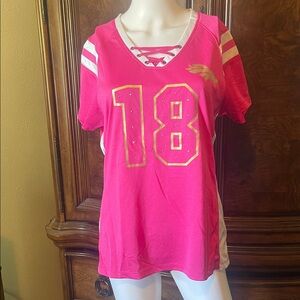 NFL Broncos Pink and Gold Women's Jersey